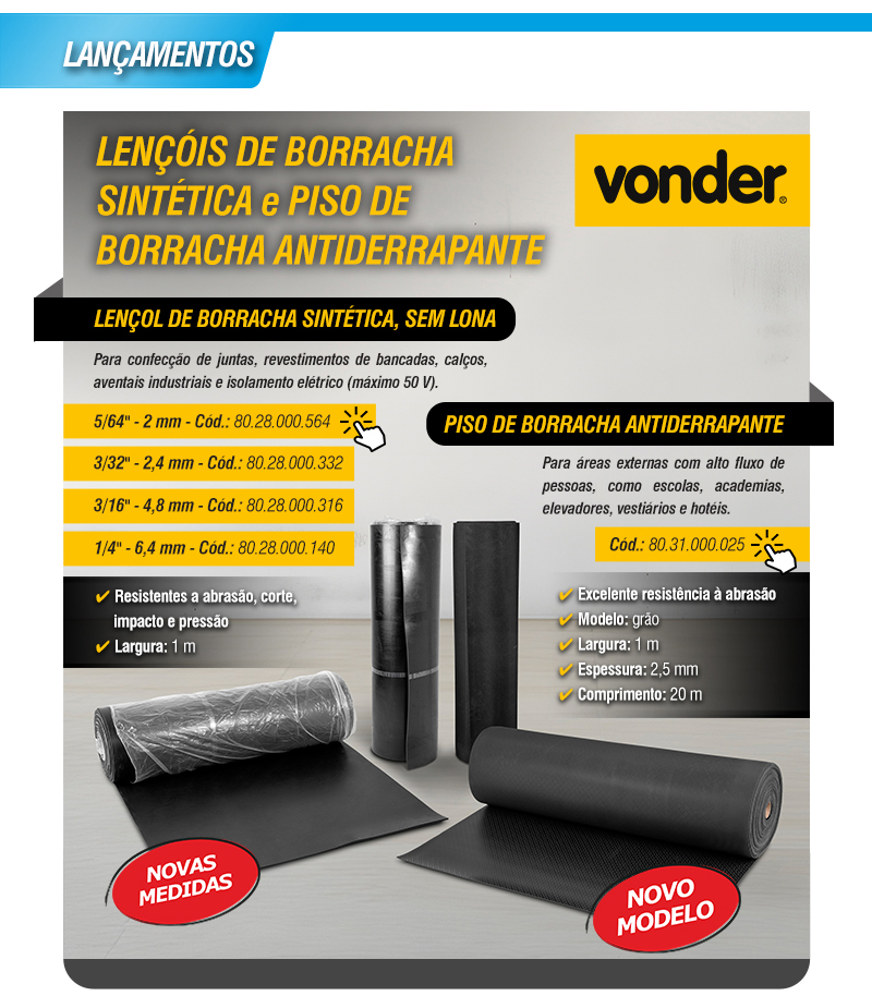 VONDER - Len��is de Borracha Sint�tica e Piso de Borracha Antiderrapante