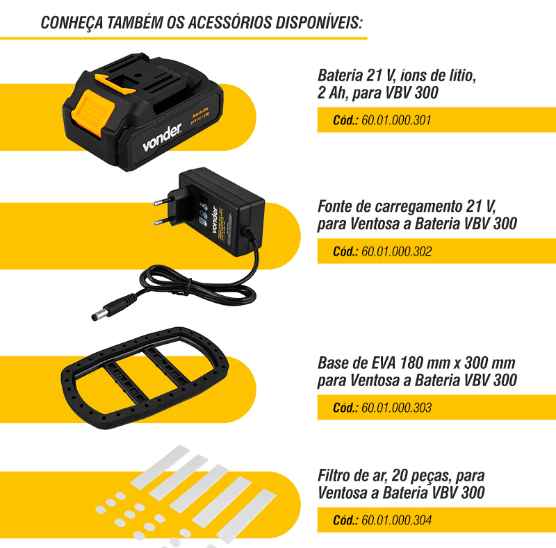 VONDER - Ventosa com Bomba de V�cuo a Bateria VBV 300