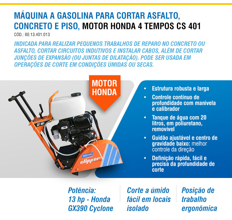 NORTON CLIPPER - M�quina a Gasolina para Cortar Asfalto, Concreto e Piso