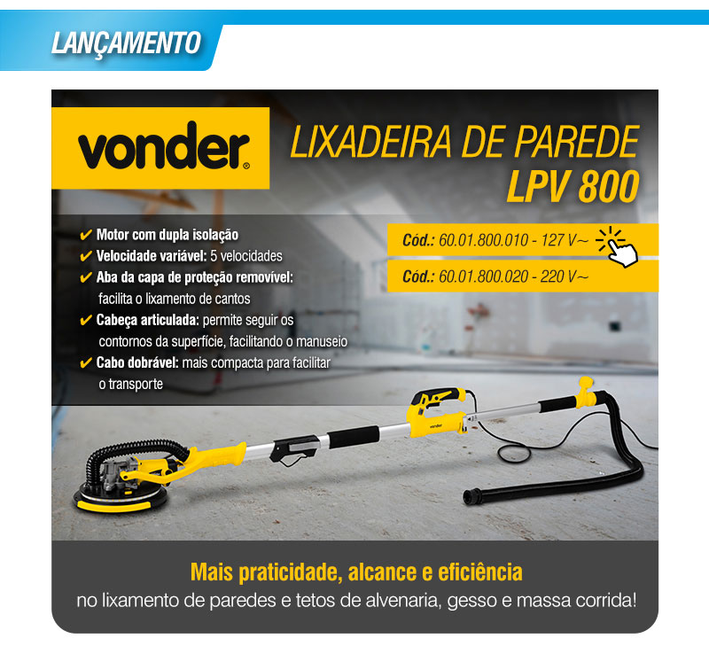 VONDER - Lixadeira de Parede LPV 800