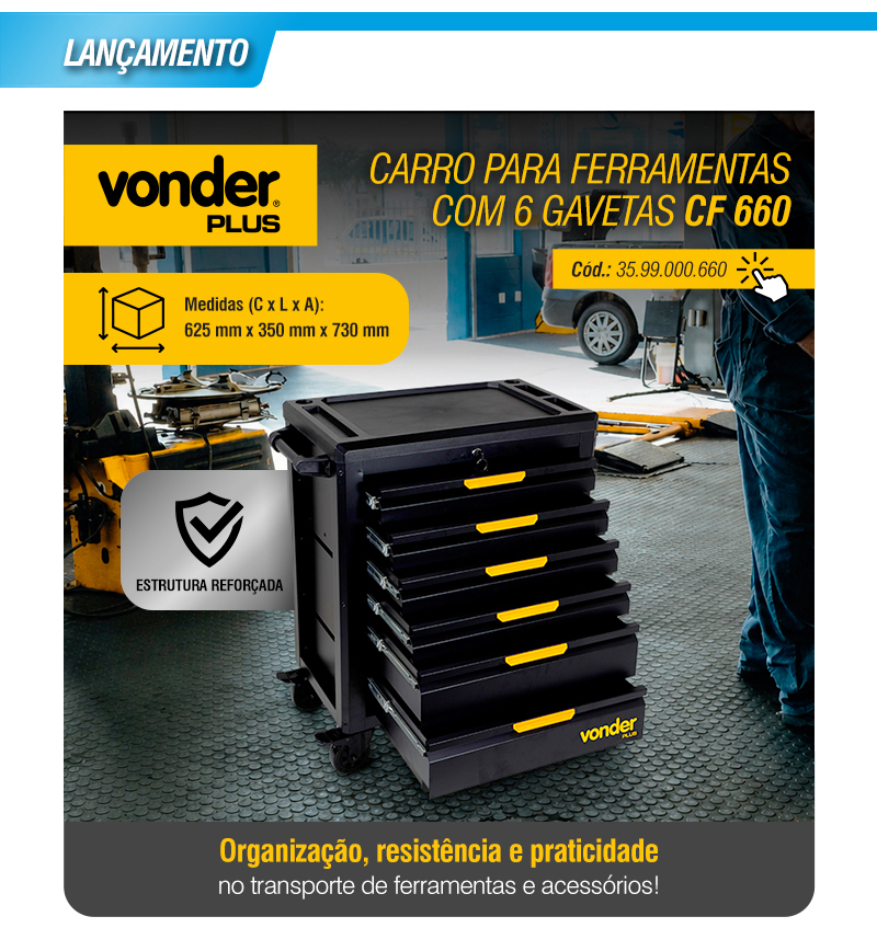 VONDER PLUS - Carro para Ferramentas com 6 Gavetas CF 660
