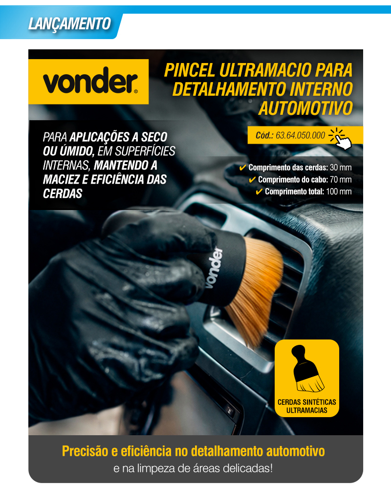 VONDER - Pincel Ultramacio para Detalhamento Interno Automotivo