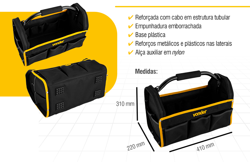 VONDER - Bolsa em Lona para Ferramentas, Cabo Tubular, BL 003