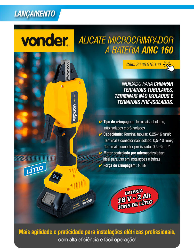 VONDER - Alicate Microcrimpador a Bateria AMC 160