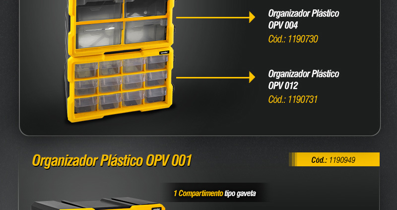 VONDER - Organizadores Plsticos OPV 001, OPV 002, OPV 004 e OPV 012