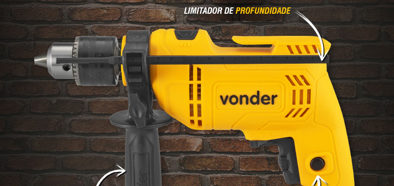 VONDER - Furadeira de Impacto 1/2, 550 W, FIV 519, jogo com 19 acessrios