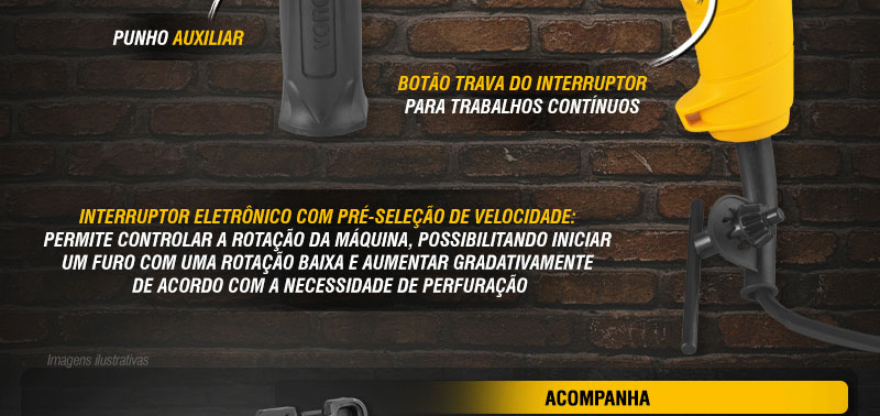 VONDER - Furadeira de Impacto 1/2, 550 W, FIV 519, jogo com 19 acessrios