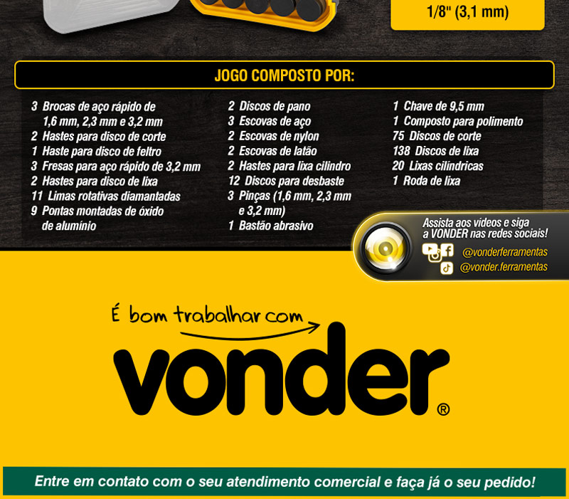 VONDER - Microrret�fica com Acess�rios MRV 042 e Jogo de Acess�rios para Microrret�fica ARV 302