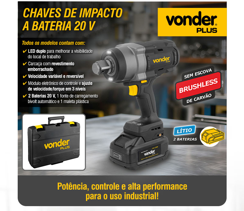 VONDER PLUS - Chaves de Impacto a Bateria 20 V
