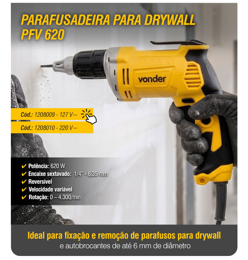 VONDER - Parafusadeira para Drywall PFV 620
